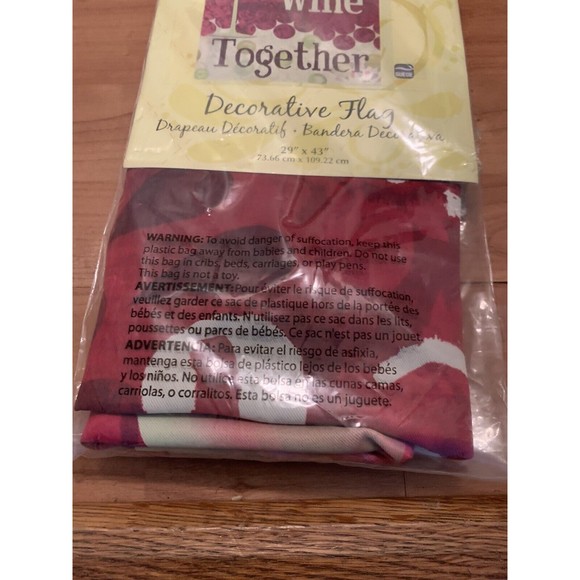 Evergreen Decorative Outdoor Wine Flag Let’s Wine Together 29"x43" Suede - Picture 6 of 7